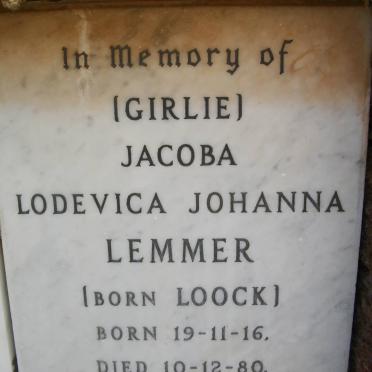LEMMER Jacoba Lodevica Johanna nee LOOCK 1916-1980