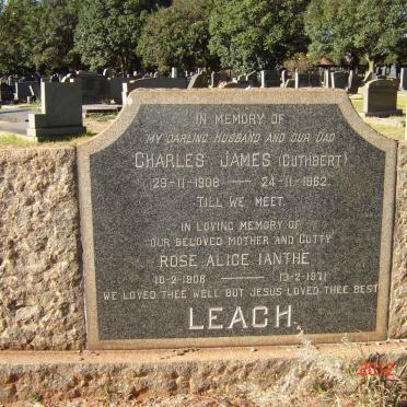 LEACH Charles James 1908-1962 &amp; Rose Alice Ianthe 1908-1971