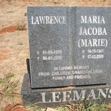 LEEMANS Lawrence 1939-2009 &amp; Maria Jacoba 1941-2008