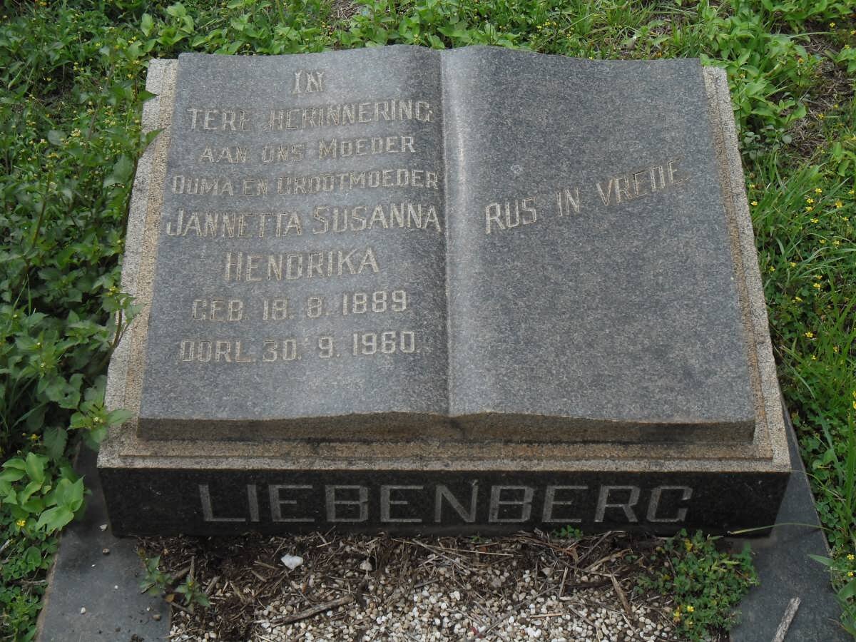 LIEBENBERG Jannetta Susanna Hendrika 1889-1960