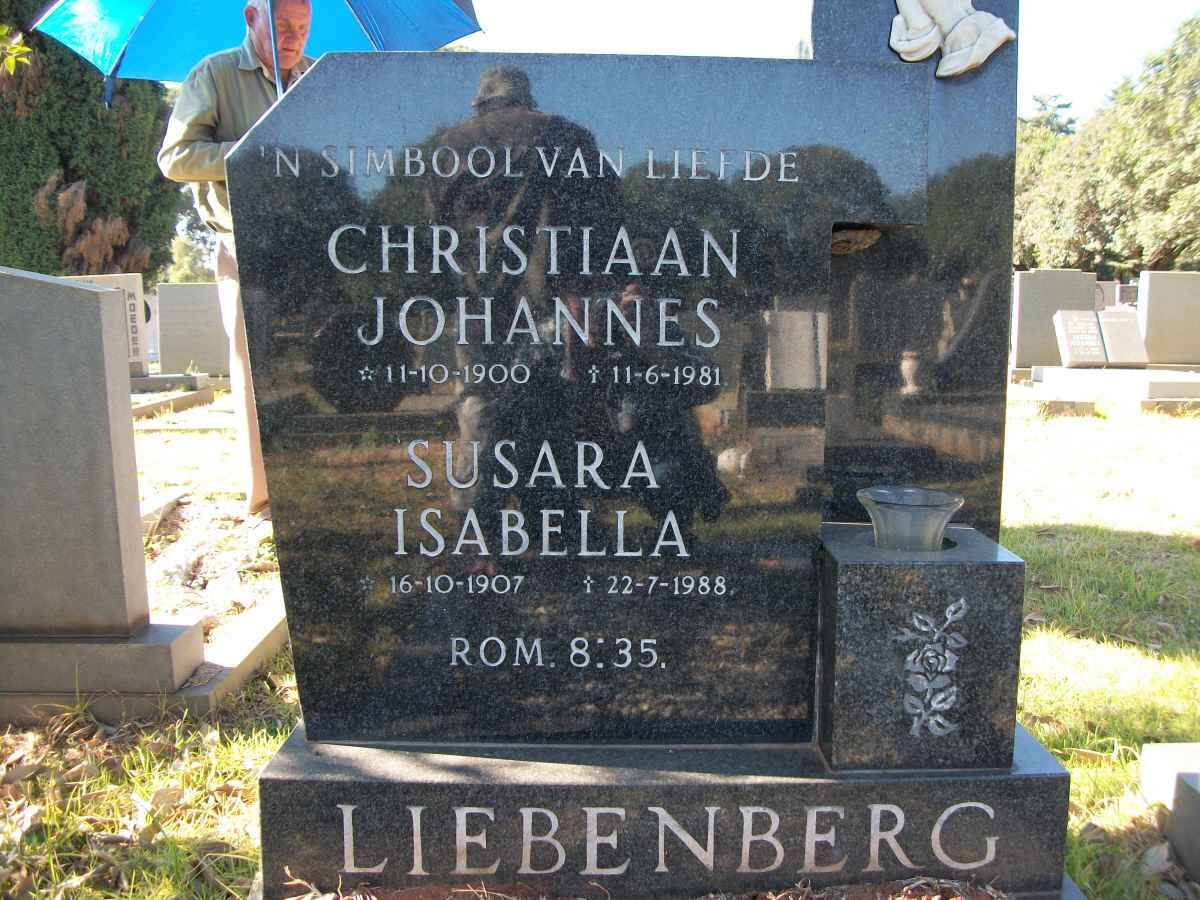 LIEBENBERG Christiaan Johannes 1900-1981 &amp; Susara Isabella 1907-1988