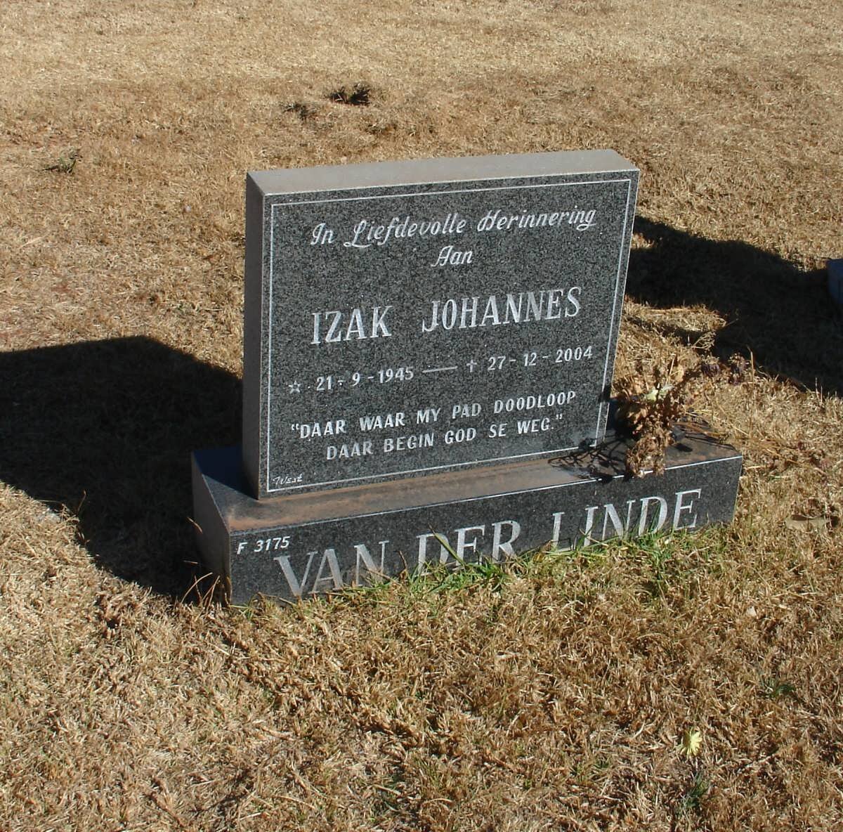 LINDE Izak Johannes, van der 1945-2004