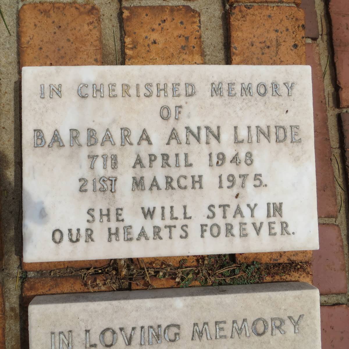 LINDE Barbara Ann 1948-1975
