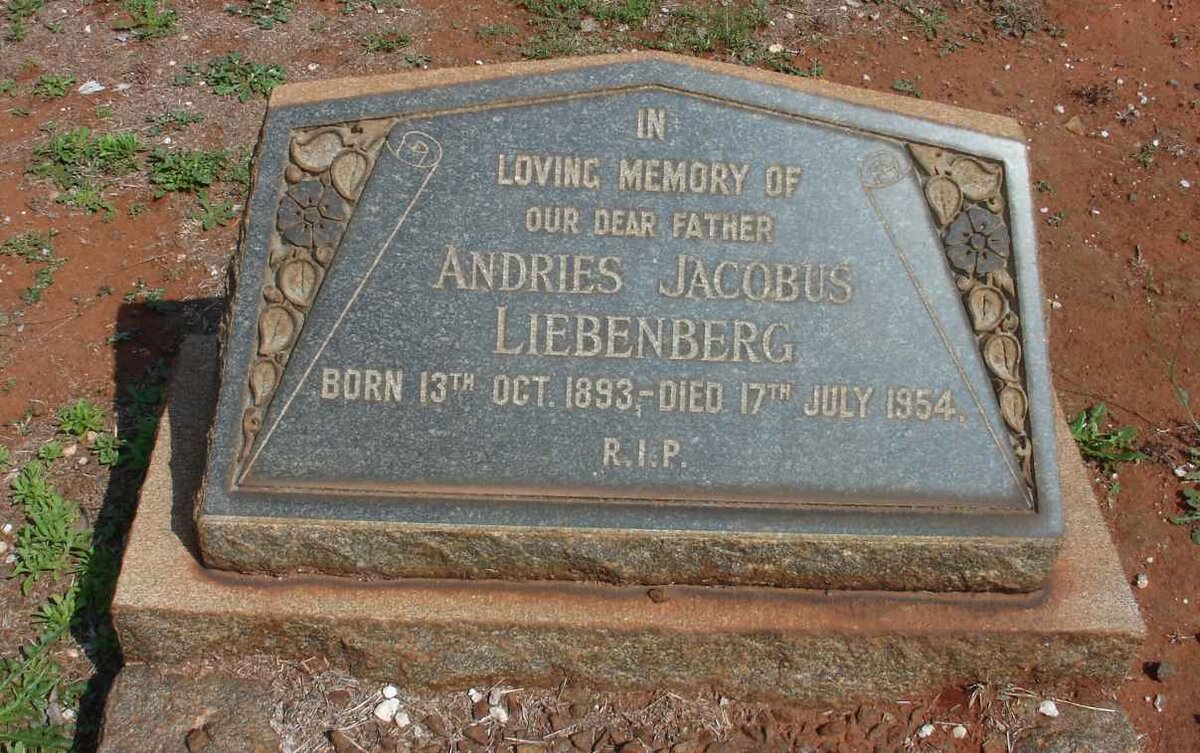 LIEBENBERG Andries Jacobus 1893-1954