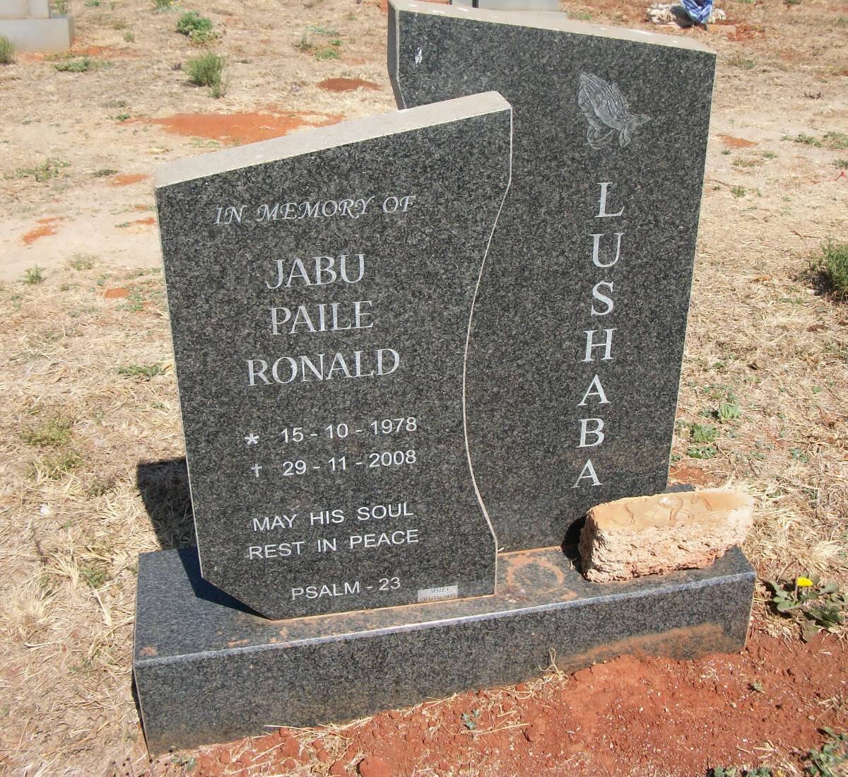 LUSHABA Jabu Paile Ronald 1978-2008