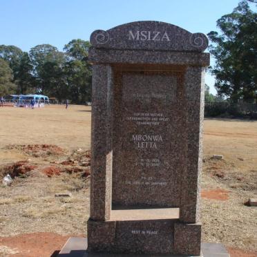 MSIZA Mbonwa Letta 1925-2001