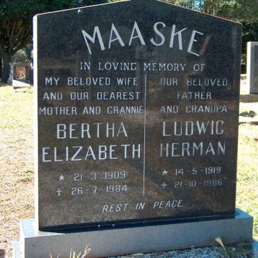 MAASKE Ludwig Herman 1919-1986 &amp; Bertha Elizabeth 1909-1984