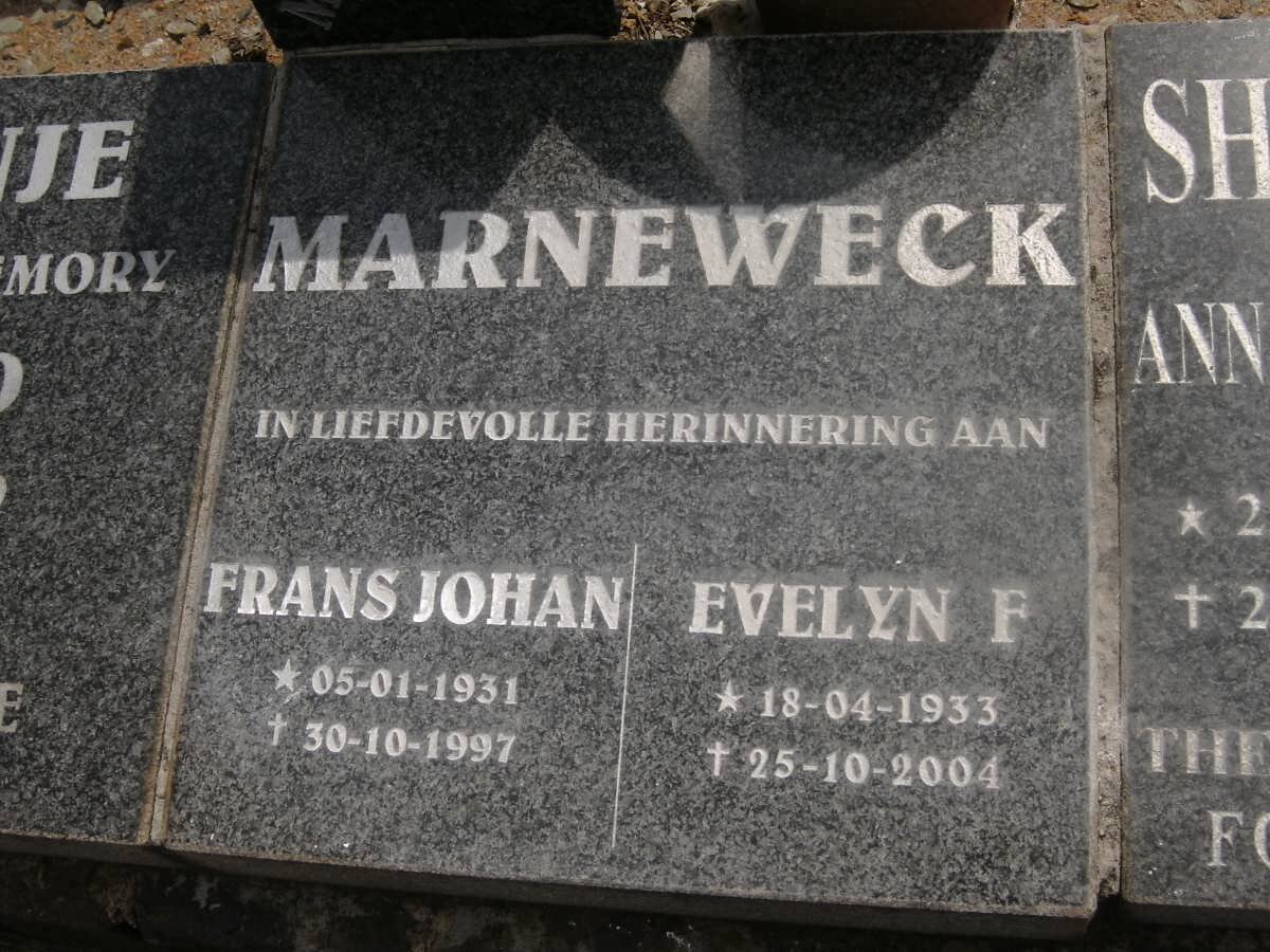 MARNEWECK Frans Johan 1931-1997 &amp; Evelyn F. 1933-2004
