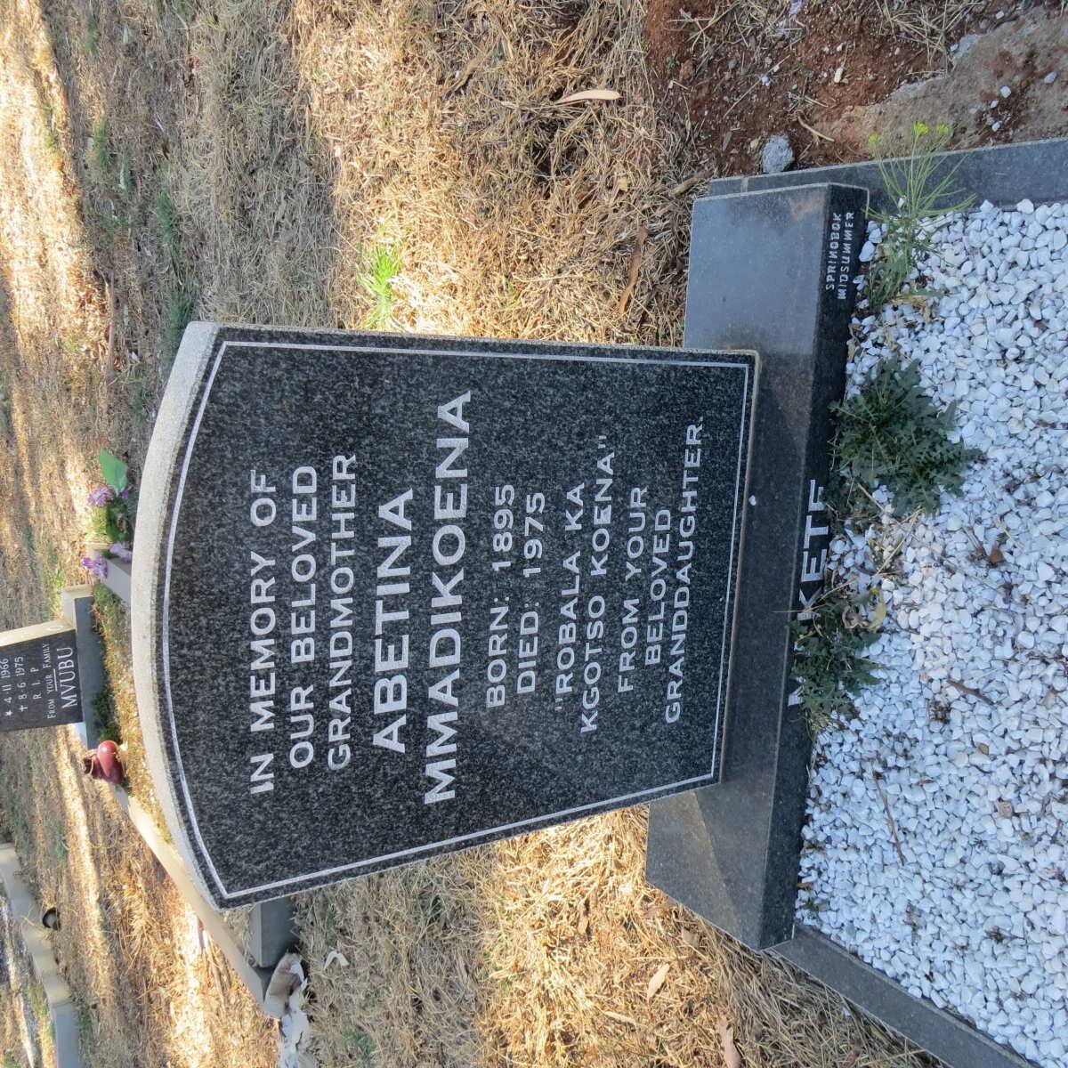 MAKETE Abetina Mmadikoena 1895-1975