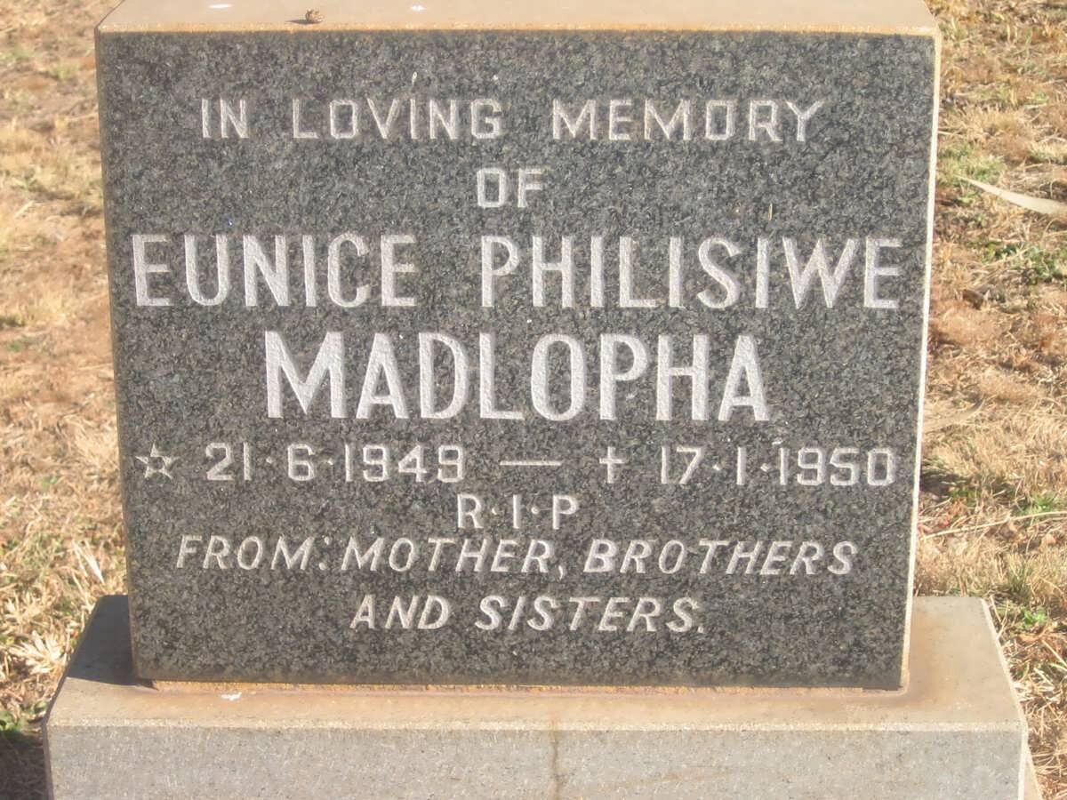 MADLOPHA Eunice Philisiwe 1949-1950