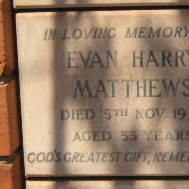 MATTHEWS Evan Harry -1954