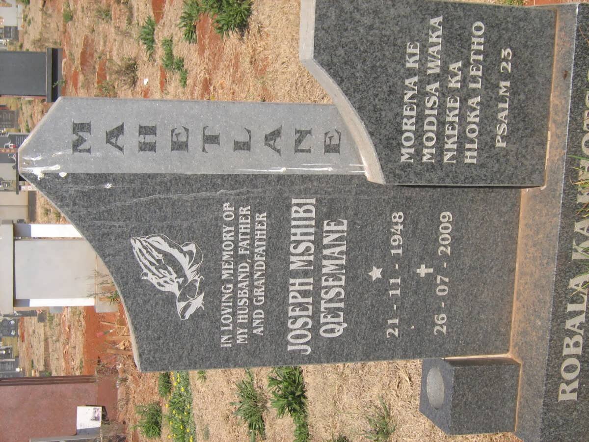 MAHETLANE Joseph Mshibi Qetsemane 1948-2009