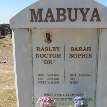 MABUYA Rasley 1965-2008  &amp; Sarah Sophie 1966-
