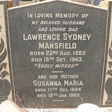 MANSFIELD Lawrence Sydney 1885-1943 &amp; Susanna Maria 1884-1962