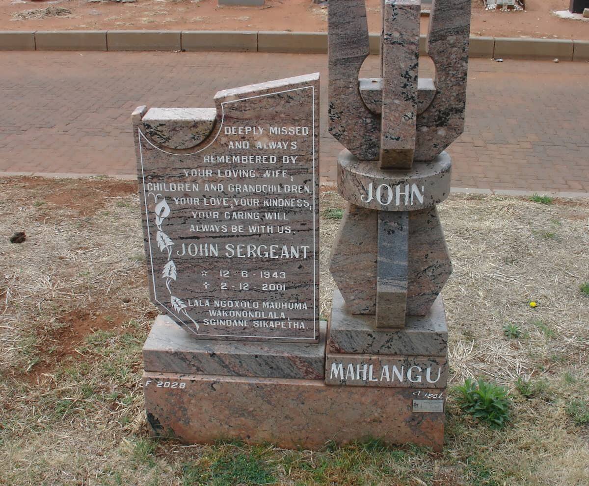 MAHLANGU John Sergeant 1943-2001