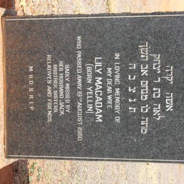 MACADAM Lilly nee YELLIN -1960