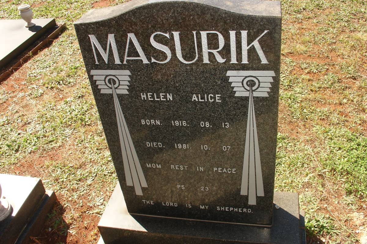 MASURIK Helen Alice 1916-1981