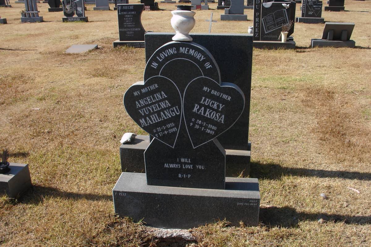 MAHLANGO Angelina Vuyelwa 1955-2005 :: RAKOSA Lucky 1980-2001