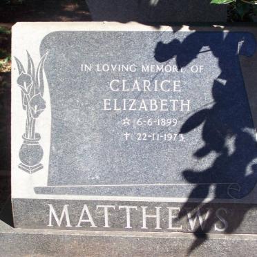 MATTHEWS Clarice Elizabeth 1899-1973