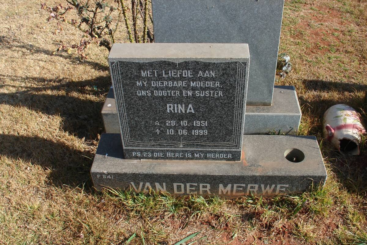 MERWE Rina, van der 1951-1999
