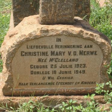 MERWE Christine Mary, v.d. nee McCLELLAND 1923-1949