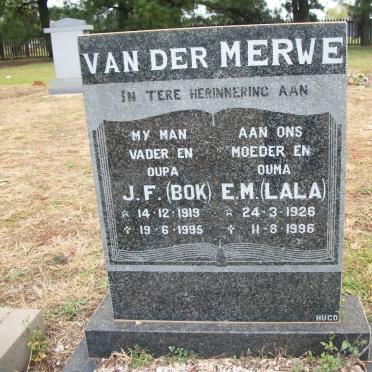MERWE J.F., van der 1919-1995 &amp; E.M. 1926-1996