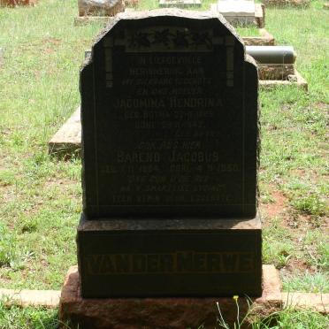 MERWE Barend Jacobus, van der 1884-1950 &amp; Jacomina Hendrina BOTHA 1886-1942