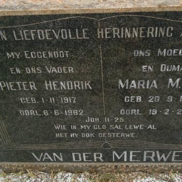 MERWE Pieter Hendrik, van der1917-1962 &amp; Maria M.J.C. 1918-2005