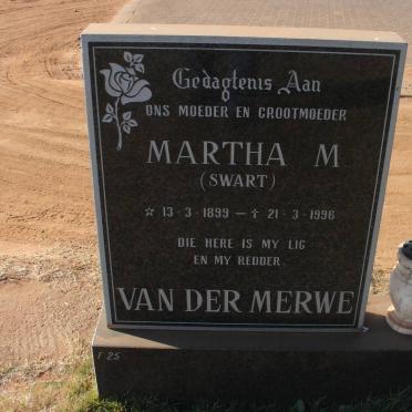 MERWE Martha M., van der nee SWART 1899-1996