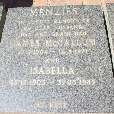 MENZIES James McCallum 1904-1971 &amp; Isabella 1905-1989