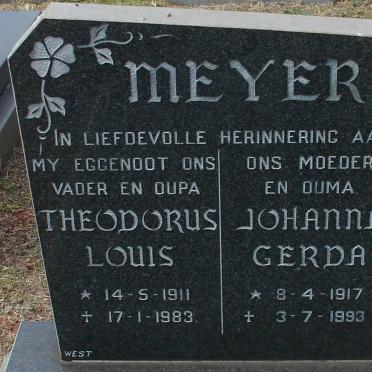 MEYER Theodorus Louis 1911-1983 &amp; Johanna Gerda 1917-1993