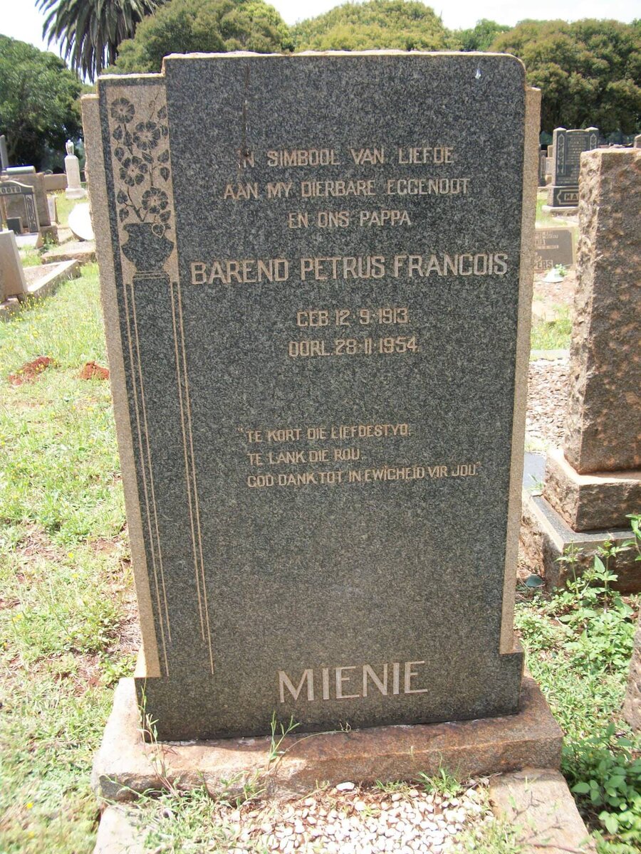 MIENIE Barend Petrus Francois 1913-1954