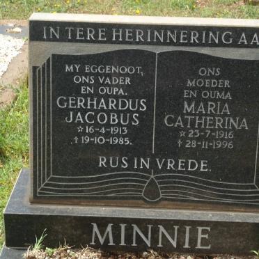 MINNIE Gerhardus Jacobus 1913-1985 &amp; Maria Catherina 1916-1996