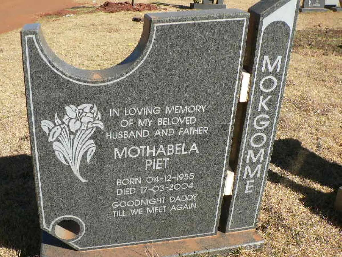 MOKGOMME Mothabela Piet 1955-2004