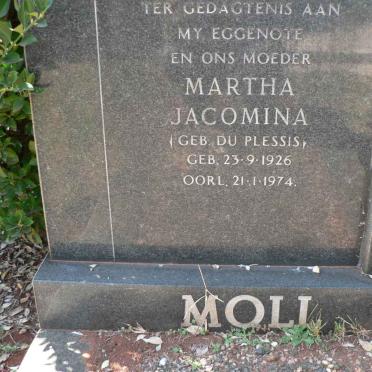 MOLL Martha Jacomina nee DU PLESSIS 1926-1974