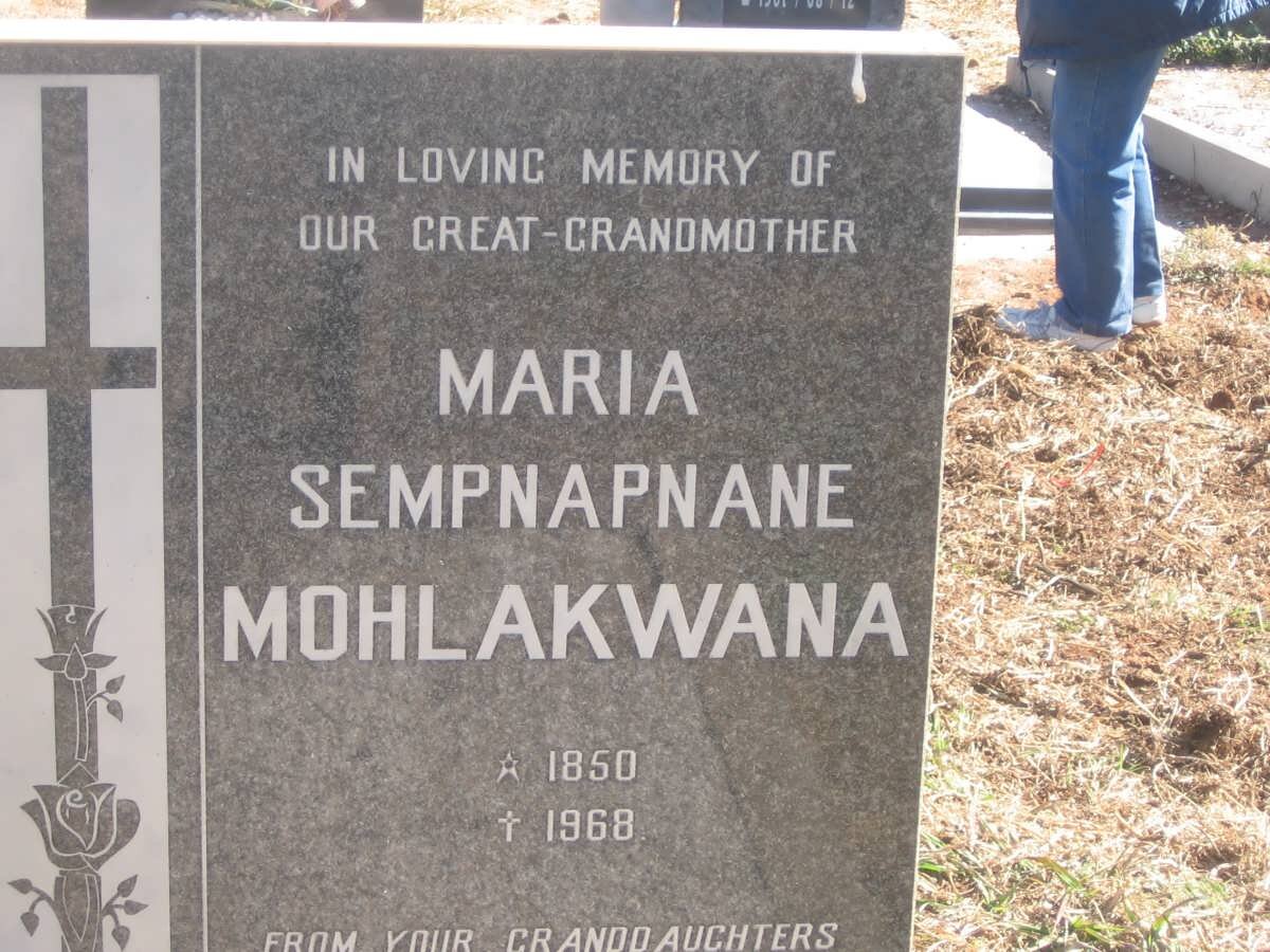 MOHLAKWANA Maria Sempnapnane 1850-1968