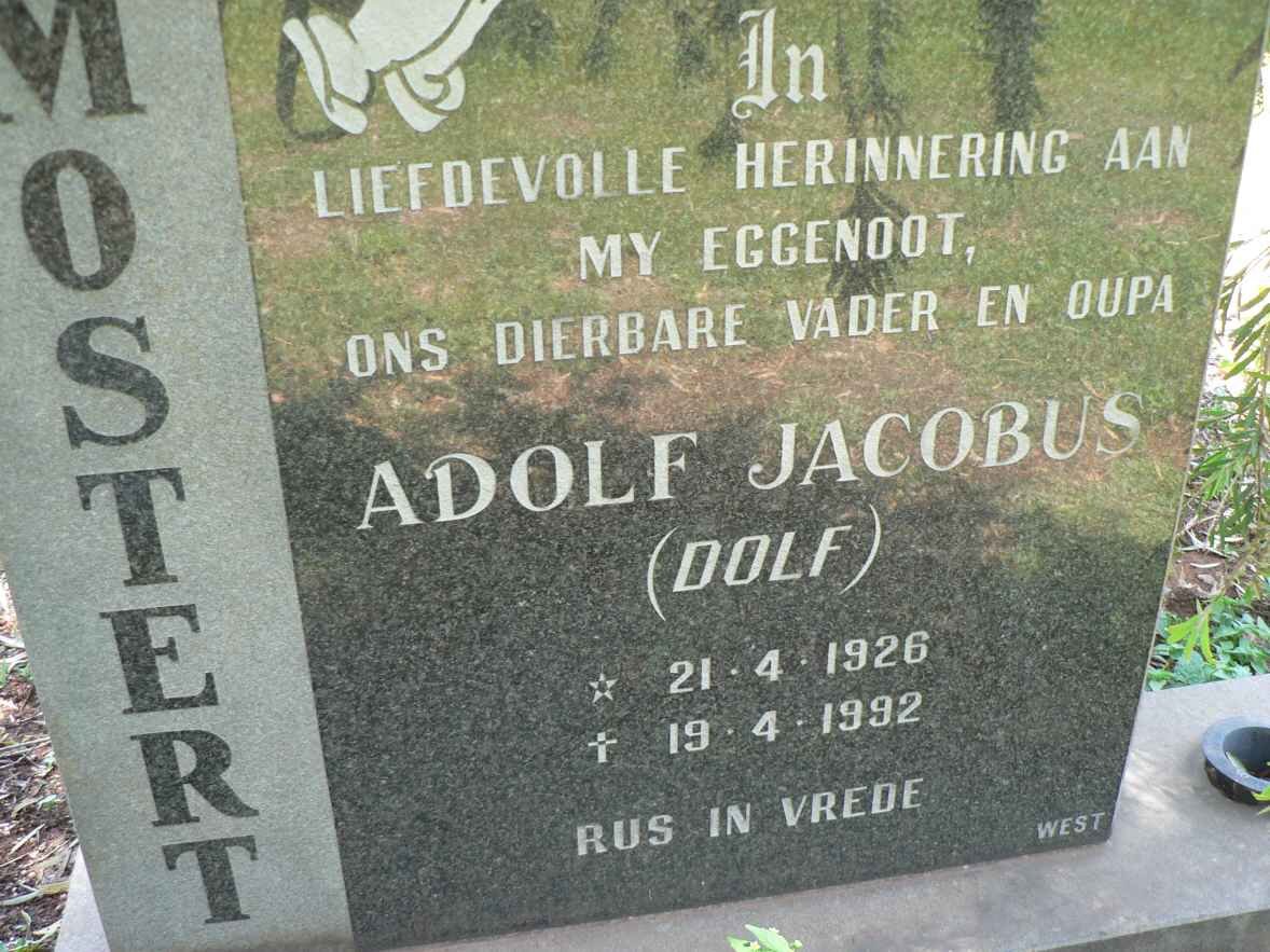 MOSTERT Adolf Jacobus 1926-1992