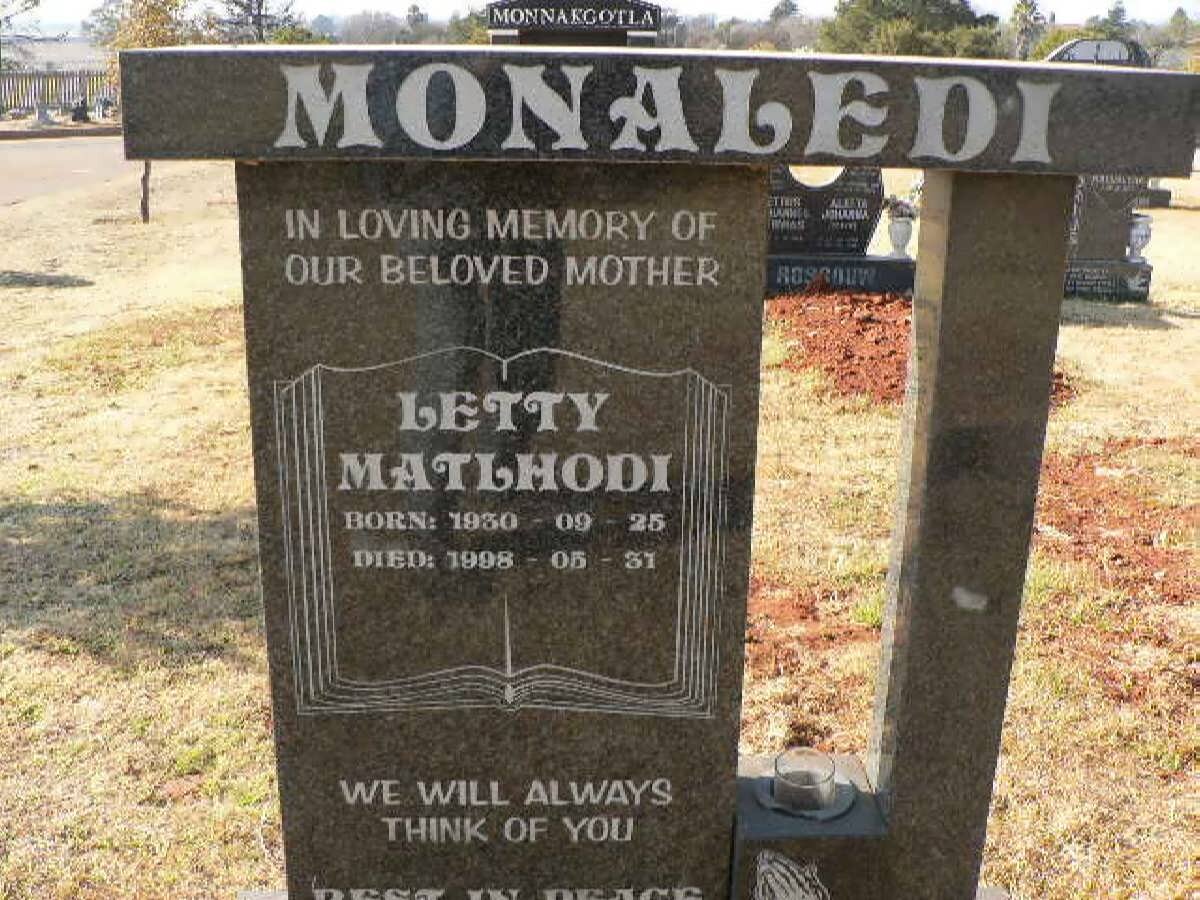 MONALEDI Letty Matlhodi 1930-1998