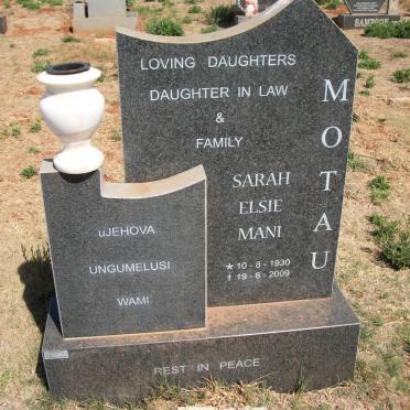 MOTAU Sarah Elsie Mani 1930-2009