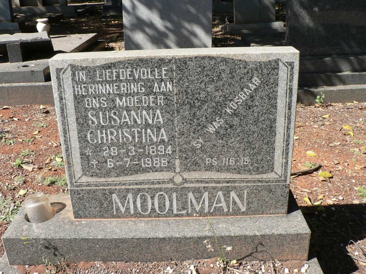 MOOLMAN Susanna Christina 1894-1988