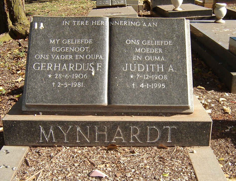 MYNHARDT Gerhardus F. 1906-1981 &amp; Judith A. 1908-1995