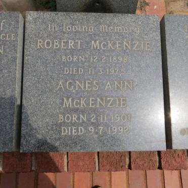 McKENZIE Robert 1898-1975 &amp; Agnes Ann 1901-1992