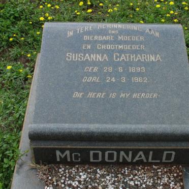 McDONALD Susanna Catharina 1893-1962
