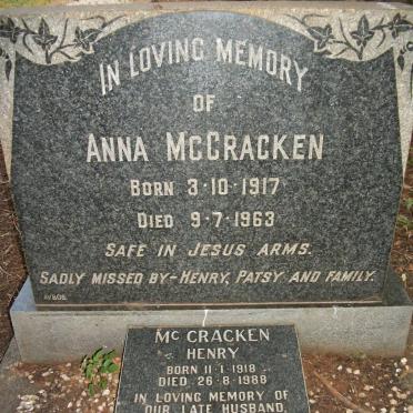 McCRACKEN Henry 1918-1988 &amp; Anna 1917-1963