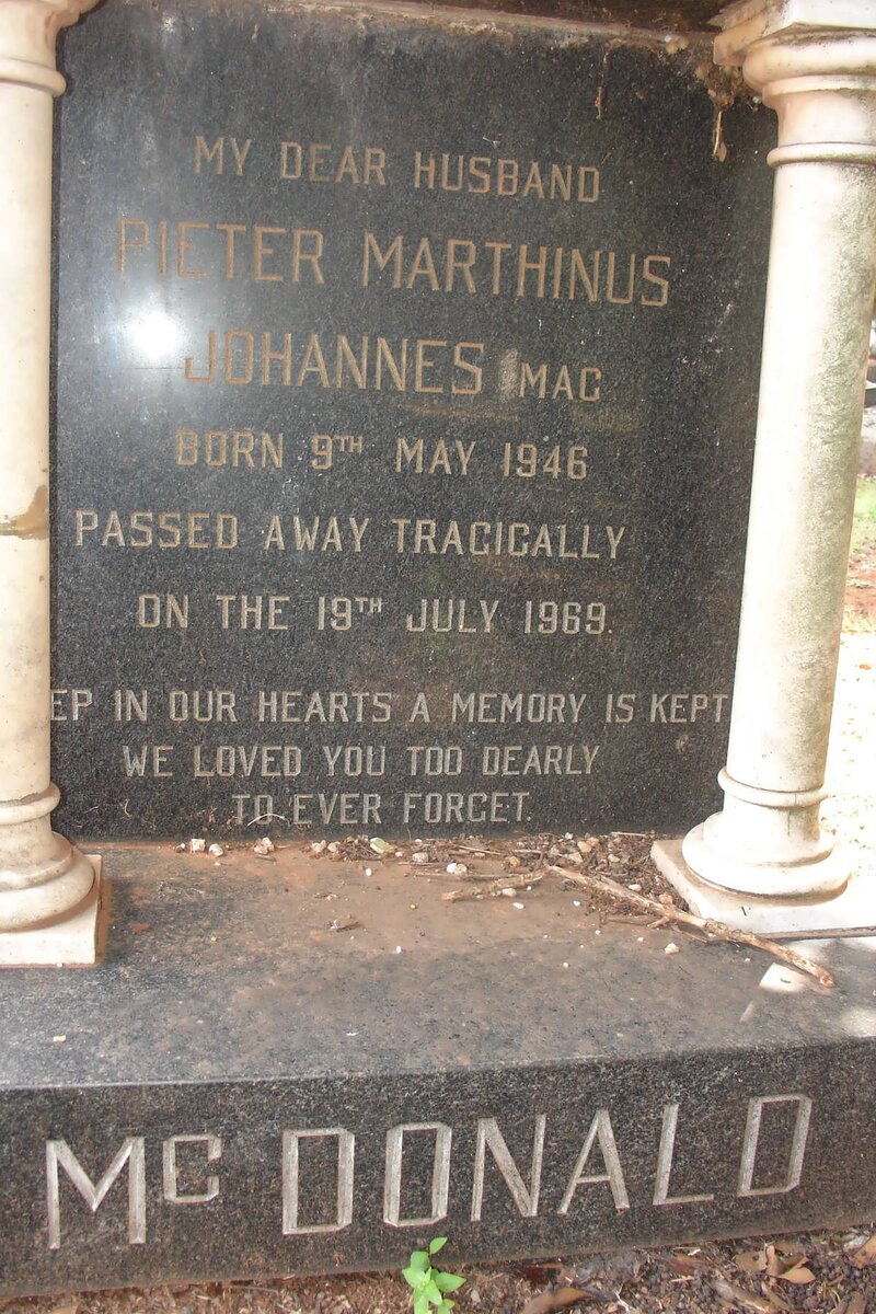 McDONALD Pieter Marthinus Johannes 1946-1969