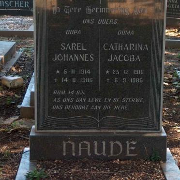 NAUDÉ Sarel Johannes 1914-1986 &amp; Catharina Jacoba 1916-1986