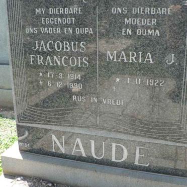 NAUDE Jacobus Francois 1914-1990 &amp; Maria J. 1922-