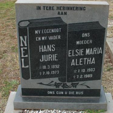 NEL Hans Jurie 1892-1973 &amp; Elsie Maria Aletha 1903-1989