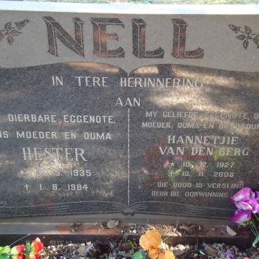 NELL Hester 1935-1984 :: VAN DEN BERG Hannetjie 1927-2008