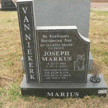 NIEKERK Joseph Markus, van 1962-2002